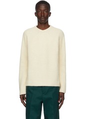 Jil Sander Off-White Silk & Wool V-Neck Sweater