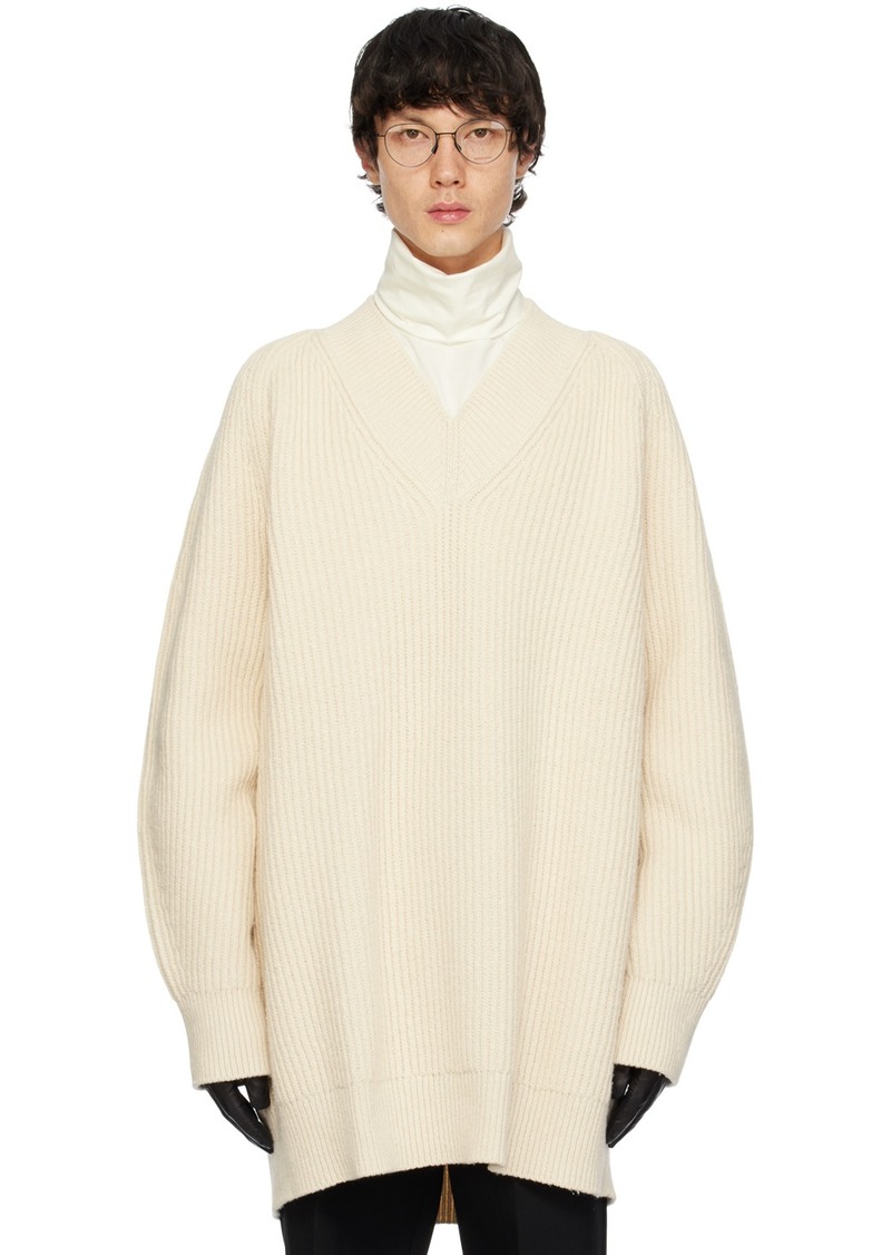 Jil Sander Off-White V-Neck Sweater