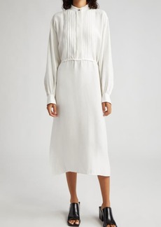 Jil Sander Oversize Long Sleeve Silk Midi Dress
