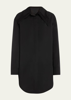 Jil Sander Oversized Wool Shirt with Detachable Embroidered Collar