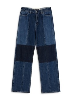 Jil Sander Pieced Color Blocked Jeans in Cobalt Blue