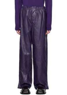 Jil Sander Purple Paneled Leather Pants