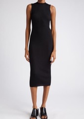 Jil Sander Sleeveless Rib Wool & Silk Midi Dress