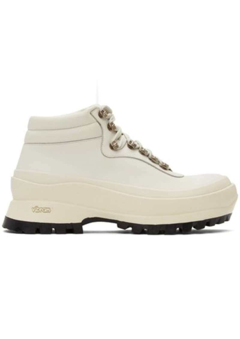 Jil Sander SSENSE Exclusive Off-White Leather Hiking Boots