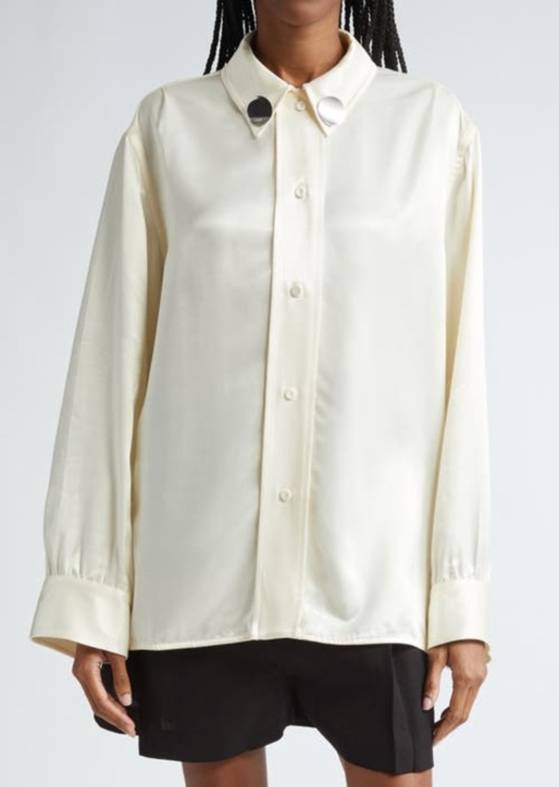 Jil Sander Wavy Disc Satin Button-Up Shirt