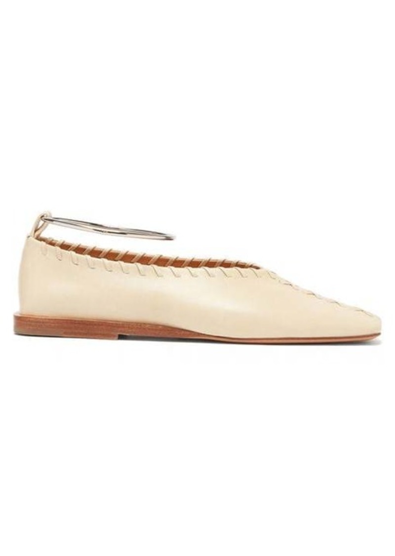 jil sander whipstitched leather ballet flats