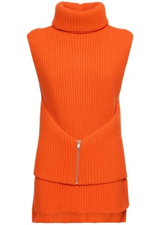 Jil Sander Knit Wool Vest W/ Zip Detail