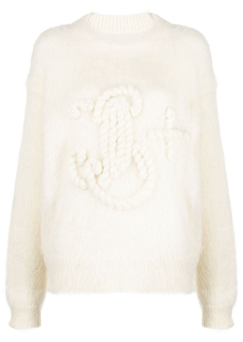 Jil Sander logo-embroidered chunky-knit jumper