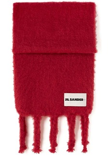 Jil Sander logo-patch chunky-knit scarf
