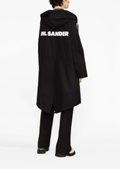 Jil Sander logo-print cotton parka coat