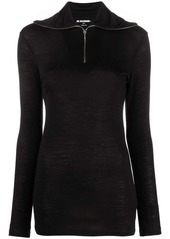 Jil Sander logo-print roll-neck knitted top