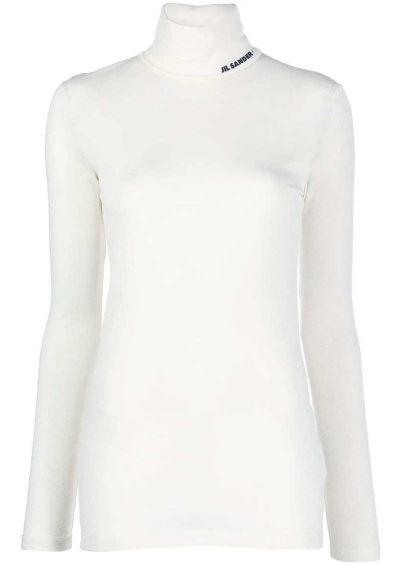 Jil Sander logo-print roll-neck top