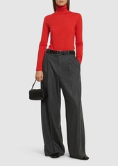 Jil Sander Logo Wool Blend Turtleneck Top