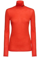 Jil Sander Logo Wool Blend Turtleneck Top