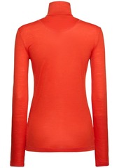 Jil Sander Logo Wool Blend Turtleneck Top