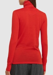 Jil Sander Logo Wool Blend Turtleneck Top