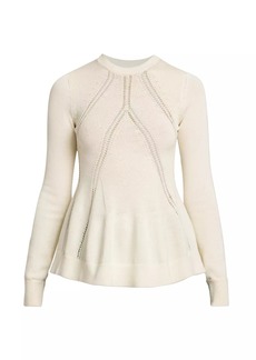 Jil Sander Long-Sleeve Wool-Blend Peplum Sweater