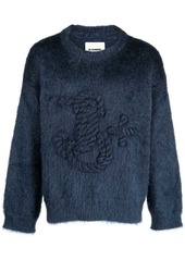 Jil Sander monogram-embroidered mohair-blend jumper