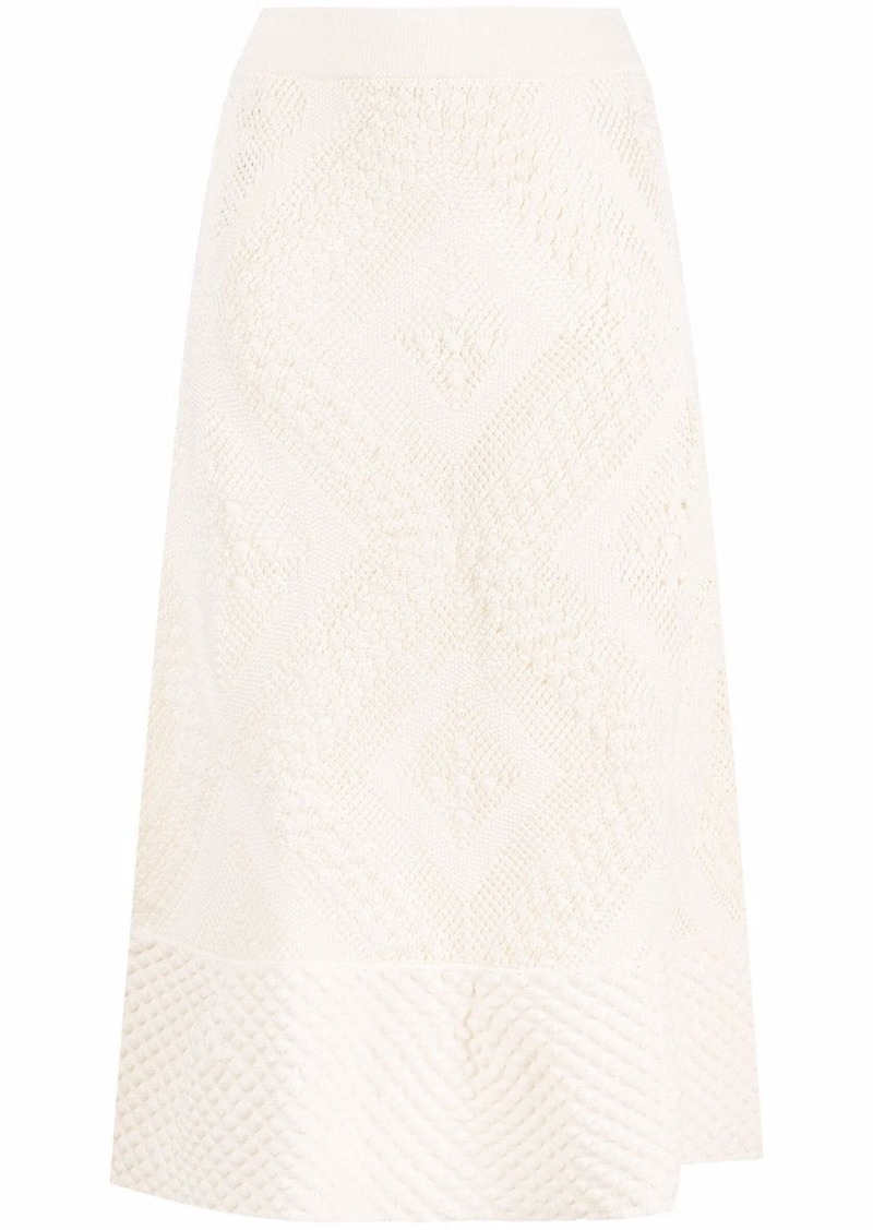 Jil Sander open-knit patterned midi skirt