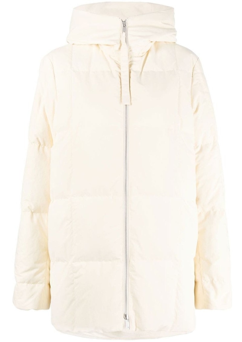 Jil Sander padded zip-up cotton hooded coat