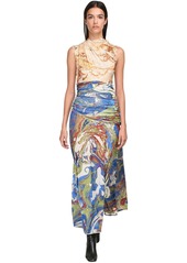 Jil Sander Printed Silk Jersey Long Dress