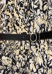 Jil Sander Printed Taffeta Mini Dress W/belt