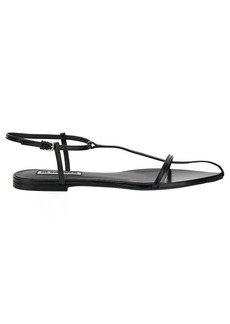 Jil Sander Black Sandals with Ankle Strap in Leather Woman