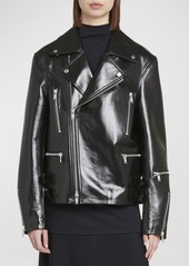 Jil Sander Shiny Calf Leather Biker Jacket