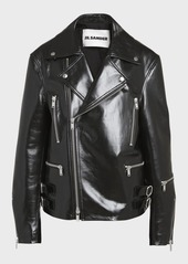 Jil Sander Shiny Calf Leather Biker Jacket