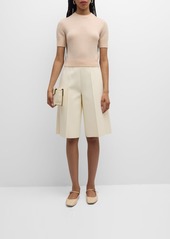 Jil Sander Short-Sleeve Wool Crop Sweater