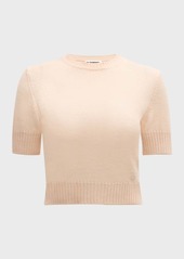 Jil Sander Short-Sleeve Wool Crop Sweater