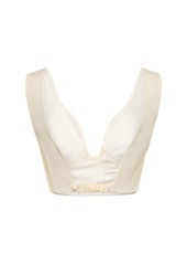 Jil Sander Viscose & Silk Curved Neck Crop Top