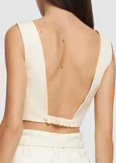 Jil Sander Viscose & Silk Curved Neck Crop Top