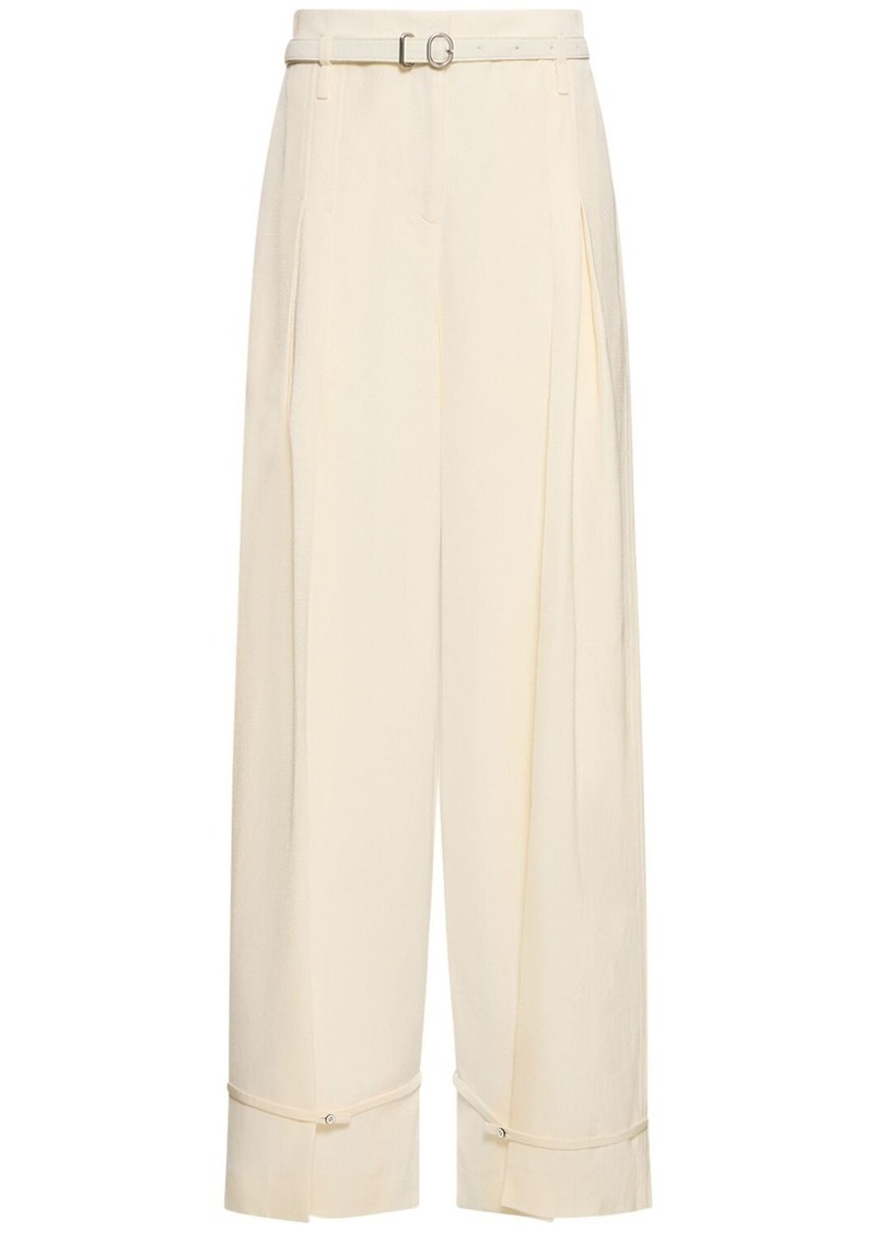 Jil Sander Viscose & Silk High Waist Pants