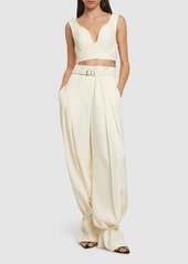 Jil Sander Viscose & Silk High Waist Pants