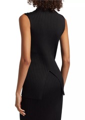 Jil Sander Viscose Rib-Knit Turtleneck Top