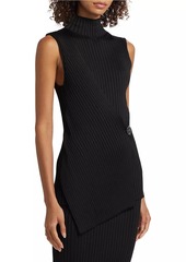 Jil Sander Viscose Rib-Knit Turtleneck Top