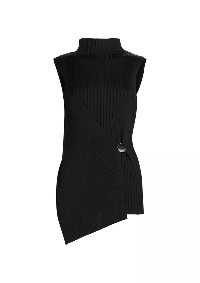 Jil Sander Viscose Rib-Knit Turtleneck Top