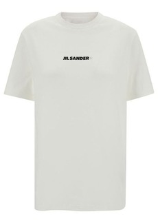 Jil Sander White T-Shirt with Contrasting Logo Print in Cotton Woman