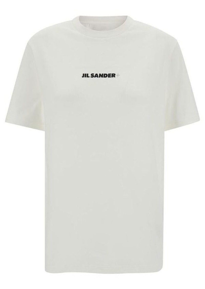 Jil Sander White T-Shirt with Contrasting Logo Print in Cotton Woman