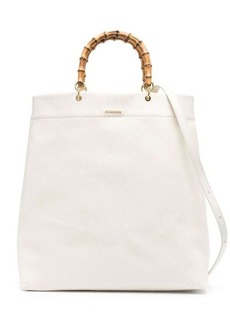 Jil Sander White Tote Bag with Bamboo Handles in Leather Woman