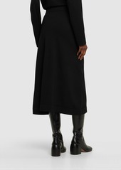 Jil Sander Wool Knit Draped Midi Skirt W/ Ring