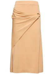 Jil Sander Wool Knit Draped Midi Skirt W/ Ring