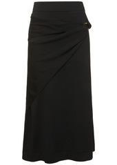 Jil Sander Wool Knit Draped Midi Skirt W/ Ring