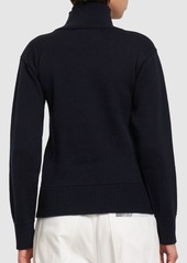 Jil Sander Wool Knit Turtleneck Sweater W/ Logo