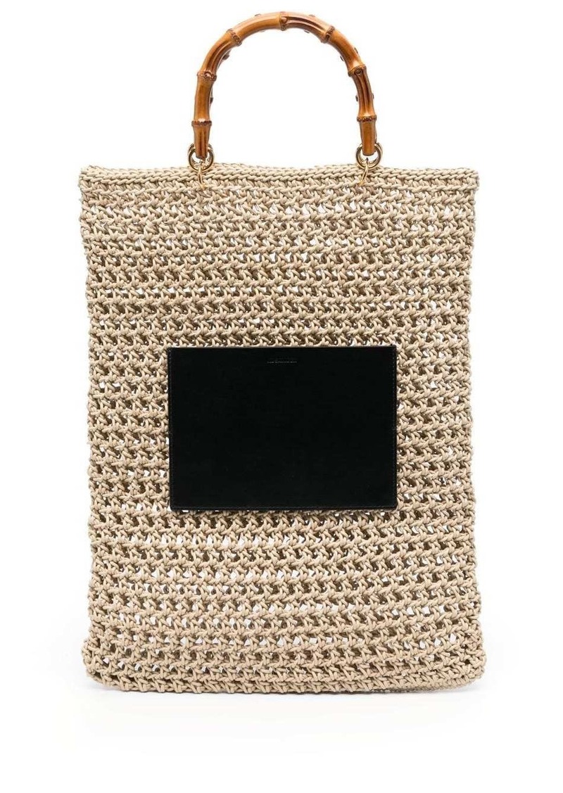 Jil Sander woven bamboo-handle tote bag