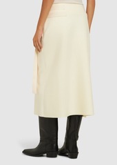 Jil Sander Wrapped A-line Wool Midi Skirt