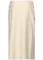 Jil Sander Wrapped A-line Wool Midi Skirt