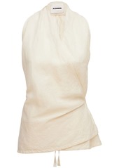Jil Sander Wrinkled Linen & Cotton Wrap Top