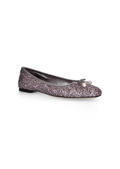 Jimmy Choo 10mm Elme Glittered Ballerina Flats